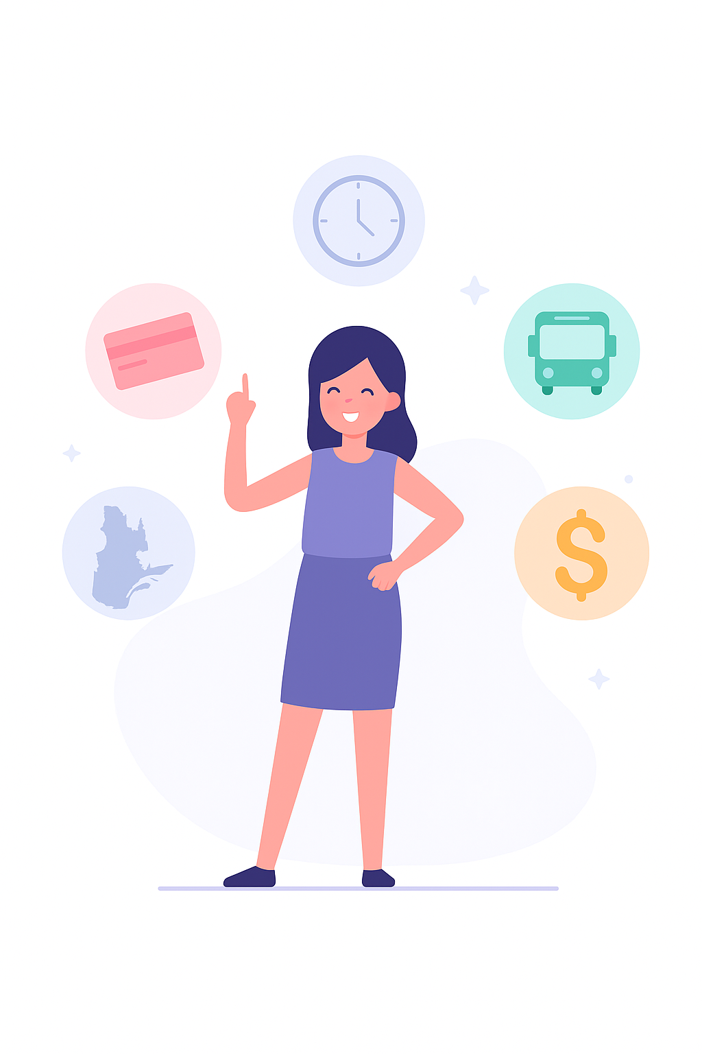 Illustration d’une éducatrice avec une liste de vérification soulignant les avantages à travailler avec ADERIQ