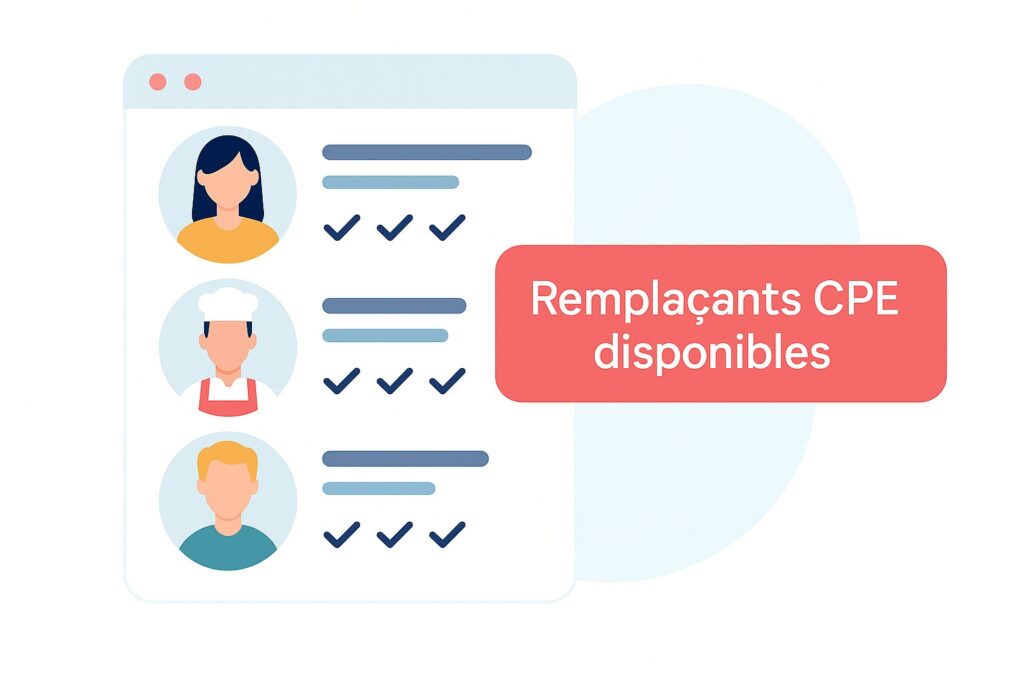 Remplaçants CPE disponibles rapidement – éducateurs, cuisiniers, animateurs